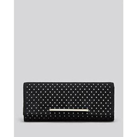 B Brian Atwood Clutch Ingrid Perforated Black White Star Bag New